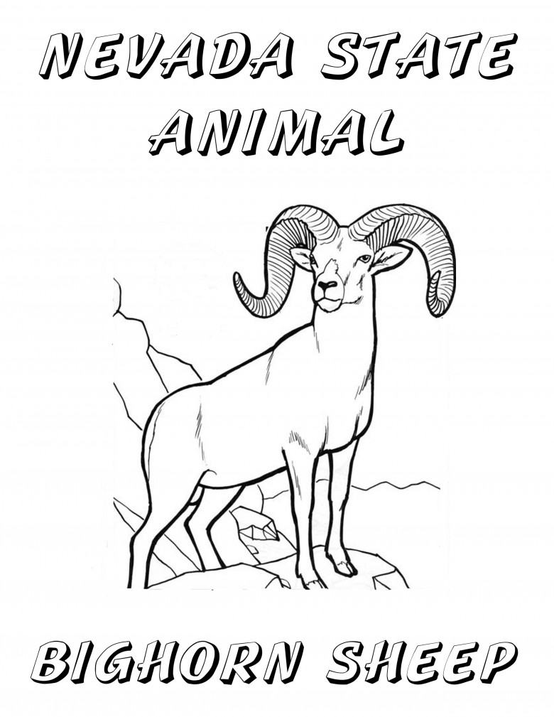 Nevada Day Coloring Book: State Animal, Big Horn Sheep, 2012 Copyright Christine Hull, Windy Pinwheel free printable nevada coloring book