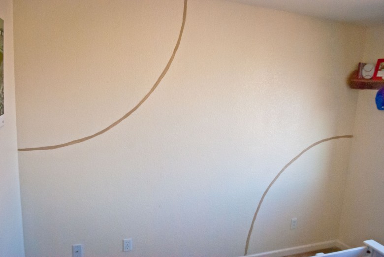 Boy's Room Baseball Wall: Semicircle ready for threading, 2013 Copyright Will Hull, Windy Pinwheel