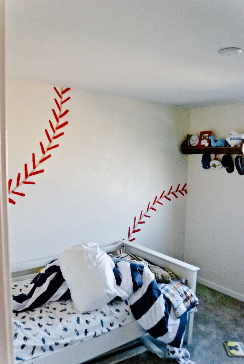 Boy's Room Baseball Wall: From the door, 2013 Copyright Will Hull, Windy Pinwheel