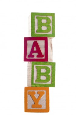 Block Letters that spell baby. Isolated on white background. Source: Photodune.net