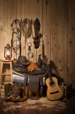 Still life of cowboy paraphernalia in the tack room of a barn, Source: Photodune.net