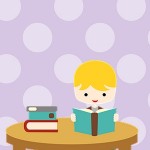 Bookmarks: Boy at a table, 2013 Copyright Christine Hull, Windy Pinwheel printable reading bookmarks