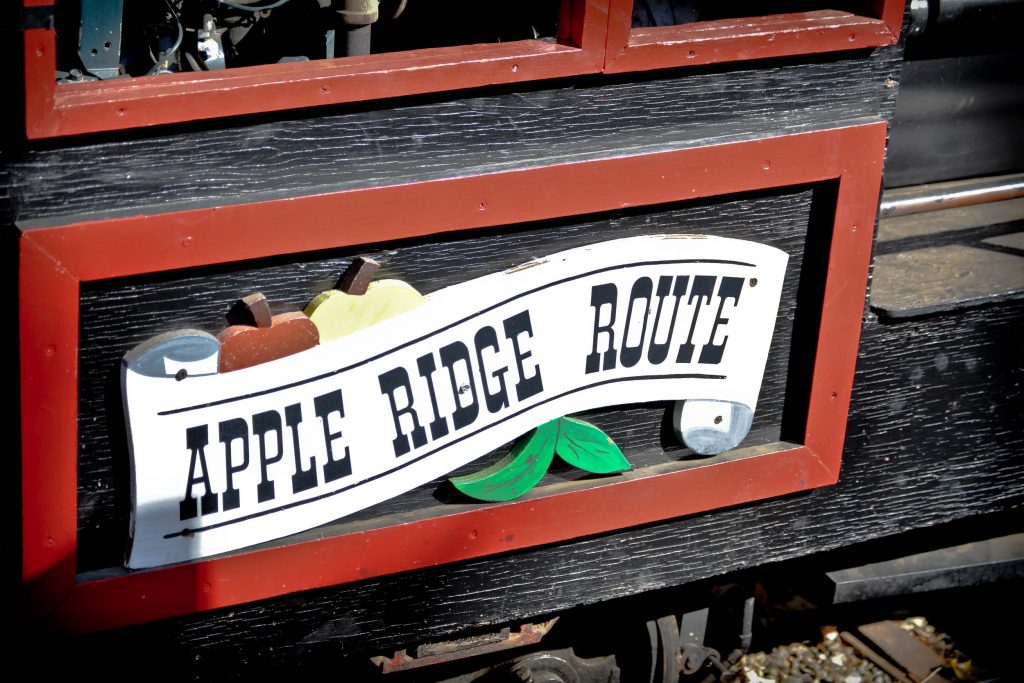 Apple Hill: Train Signage, 2013 Copyright Will Hull, Windy Pinwheel apple hill