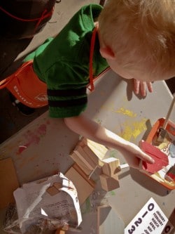 The Home Depot Kids Workshops: N painting his craft, 2016 Copyright Will Hull, Windy Pinwheel painting