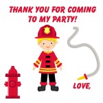 Firefighter Birthday Printables: Thank you (Square), 2014 Copyright Christine Hull, Windy Pinwheel firefighter birthday party printables