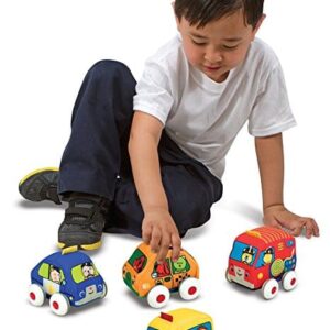 Melissa & Doug K's Kids Pull-Back Vehicle Set - Soft Baby Toy Set With 4 Cars and Trucks and Carrying Case 5
