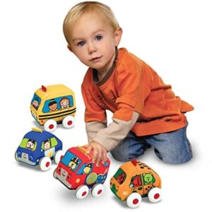 Melissa & Doug K's Kids Pull-Back Vehicle Set - Soft Baby Toy Set With 4 Cars and Trucks and Carrying Case 4