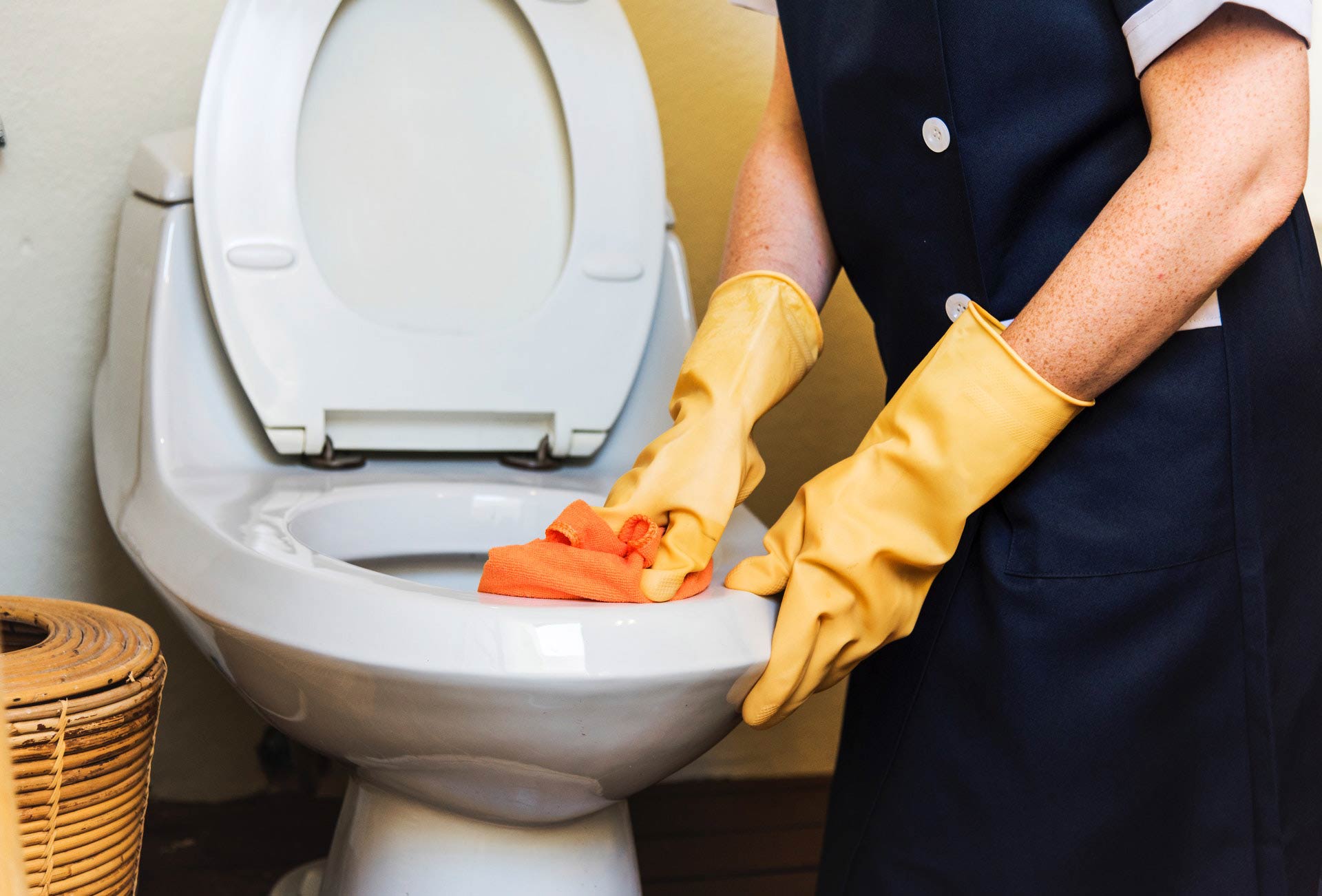 Adult cleaning a toilet bowl, Source: rawpixel.com from Pexels